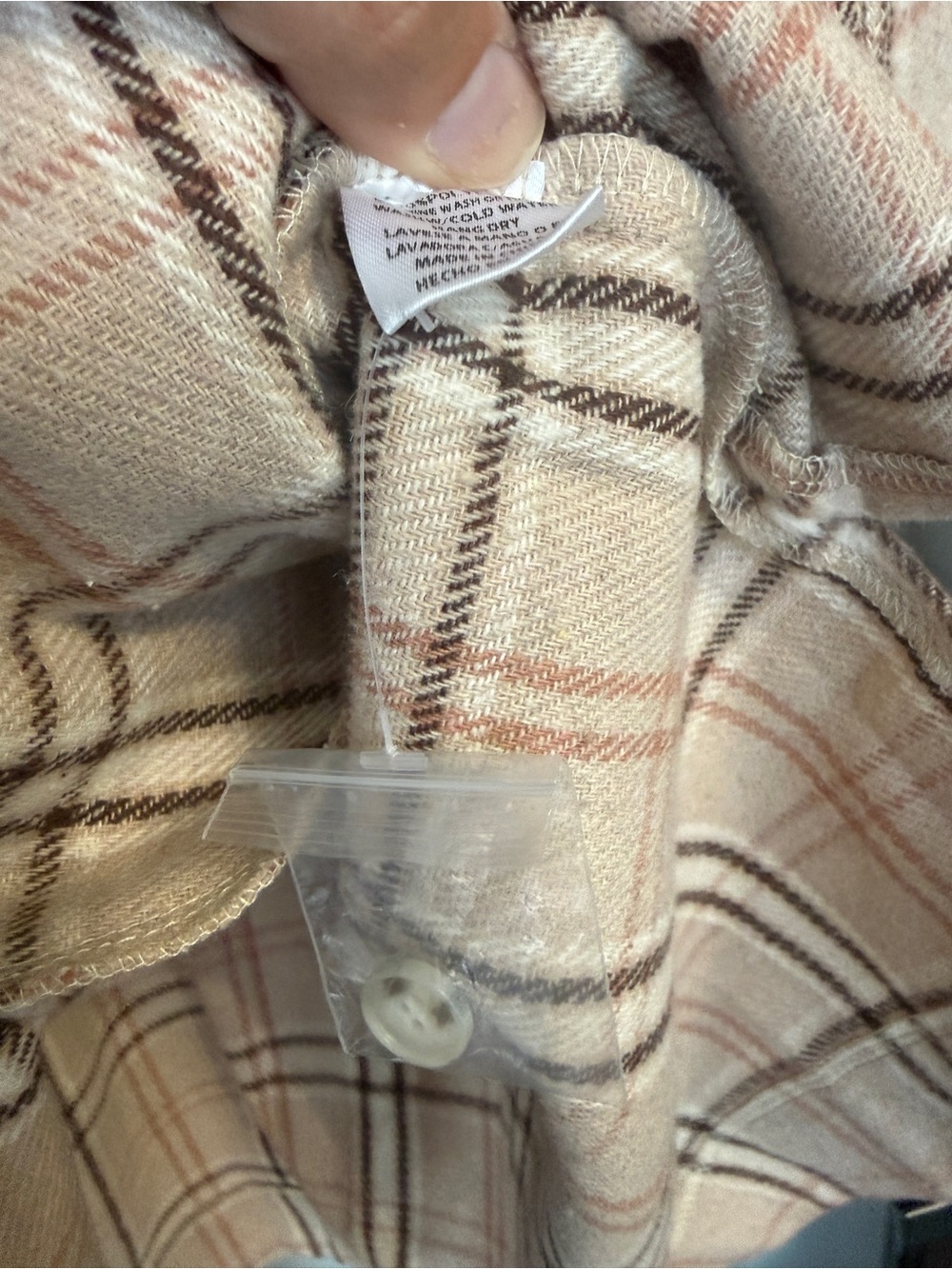 NWT Cozy Casual Beige Plaid Button-Down Shirt Jacket Shacket Dress - Picture 4 of 6